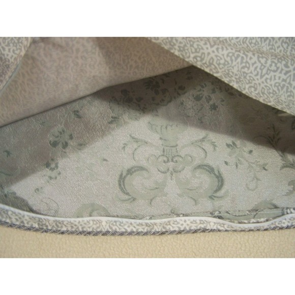 2 Croscill King Pillow Sham Damask Scroll Green Sage Silver Satin Edging 20x36 - Picture 8 of 12